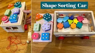 Amazing Wooden Montessori Shape Sorting Pull Car Toy