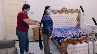 Wet hair combing after hair wash long hair combing hairstyle by husband #sajalkhanvlogs 