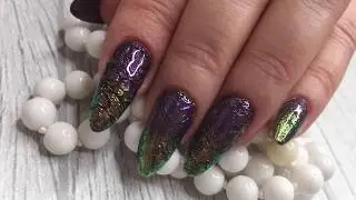 Embossed nail design using plastic food wrap