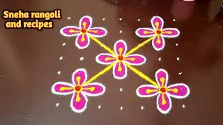 Easy Flower Rangoli Design Step by Step for Beginners 🌸 | Beautiful Kolam Art for Home