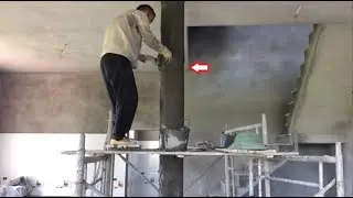 Creative Construction Tools That Aid Mortar Rendering On Circular Columns - Construction Tips