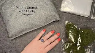 ASMR 9 Different Plastic sounds with sticky fingers - No Talking
