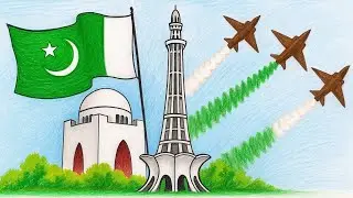 14 August Independence Day Drawing | Pakistan Flag Drawing | Easy 14 August Art for Beginners 🇵🇰