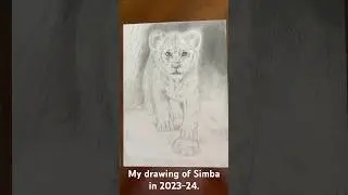 My drawing of Simba in 2019 compared to my version in 2023-24.😊🦁 #lionking #disney #thelionking