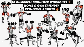 10 комплексов упражнений для плеч с гантелями 🏋️ | Подходит для занятий дома и в спортзале | Резу...