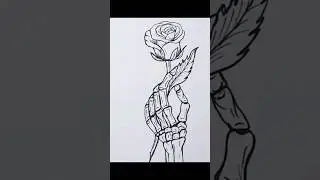 Skeleton hand with flower drawing #shorts