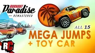 All 15 Mega Jumps + New Toy Car | Burnout Paradise Remastered (Big Surf Island Mega Jumps)
