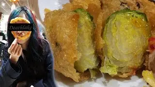BATTERED BRUSSEL SPROUTS! Christmas food : trying Fried pigs in blanket : The cods scallops