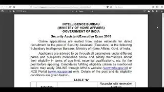 Jobs in Intelligence Bureau (IB) - 1054 posts of Security Assistant