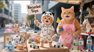Ginger and Mama Cat Recycle Plastic Waste into Cute Toys ♻️🧸🐾 | Funny Cat Videos