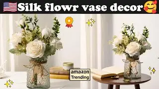 Stunning Silk Roses Vase for Home & Office 🌷decor!🥰 - Amazon Finds for USA Room &Home Decor🇺🇲