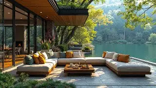 Relaxing Jazz Porch in the Spring Forest by the Lake 🌿 Smooth Morning Jazz for Calm Focus