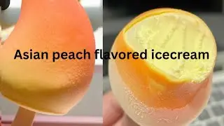 Eating Asian peach flavored ice cream for the first time with my husband to see his reaction