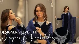 ✦✨Designer velvet dress embroidery pattern✨✦ Velvet Neck embroidery🤍/Designer Zardosi work tutorial✨