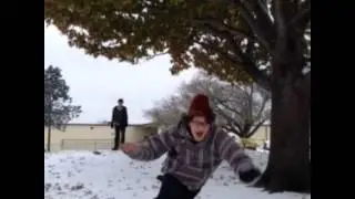 Idiot slips on ice