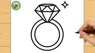 كيف ترسم خاتم الماس خطوة بخطوة | رسم سهل | تعليم الرسم للمبتدئين | How to Draw a Diamond Ring