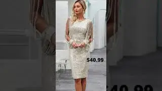Silver Sequin Tassel Sleeve Bodycon Evening Dress