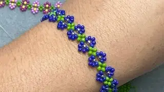 Pulsera de flores doble con mostacillas f&aacute;cil y r&aacute;pido de hacer #parati #hechoamano #tutorial #love 