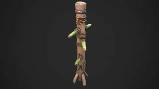 Wooden Wing Chun Punching Dummy. Medieval Furniture. Training Camp. 3D Model.