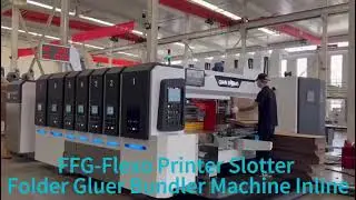Impresora flexogr&aacute;fica FFG, ranuradora, troqueladora rotativa, plegadora y encoladora, paquete en