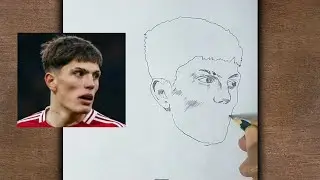Drawing a football player - Drawing Alejandro garnacho Manchester united  - Pencil sketch
