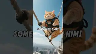 Look! It's walking a tightrope.#ai #cute  #cats #shorts