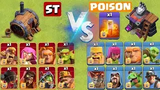 Super Troops Vs Normal Troops + Poison Spell (Clash of Clans)