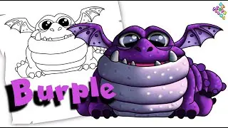 Dragon Rescue Riders: How to draw Burple | Easy