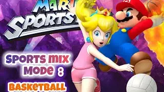 Mario Sports Mix (Wii, 2011) Sports Mix Mode: Flower Cup, round 1--Basketball 