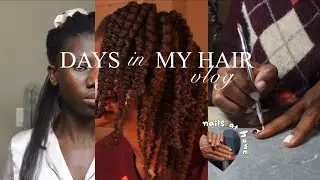 Hair & Nails vlog | braid out, chats , first month nail set 🎀