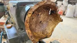 woodturning - olive tree root  (zeytin ağacı k&ouml;k&uuml;nden kase yapımı)