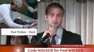 Cody Walker accepting the MPAH 2014 Humanitarian Award on behalf of Paul's Walker.