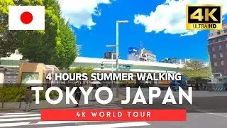 Tokyo 2024 - 4 Hours Japan 4K Summer Walking Tour, Japan Street Walk｜4K HDR 60fps