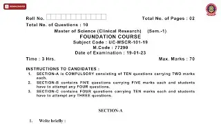 MSC 1ST SEM CR FOUNDATION COURSE JAN 2023 | PTU
