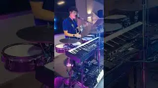 One Man Band looping songs for a big party! 🎵🎸🎹