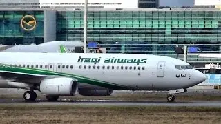 Iraqi Airways Boeing 737-800 YI-ASI Landing in Frankfurt Airport. Flight IAW231 from Baghdad