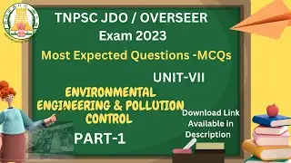 TNPSC JDO OVERSEER EXAM 2023/Environemtal engineering/most expected question/JDO Exam study Material