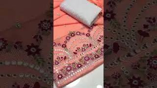 Paper Cotton Fabric 9MM Embroidered Shirt & Dupatta With Chicken Embroidered Tr