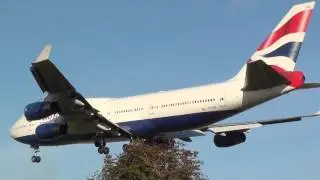 British Airways Boeing 747-400 G-CIVB Landing London Heathrow 27L