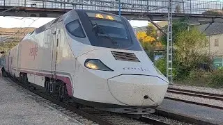 Alvia S-130 (Rama 08) destino A Coruña saliendo de la estación de Bembibre (León)
