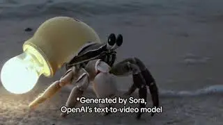OpenAI Sora Video with Sound Effects - nighttime footage of a hermit crab