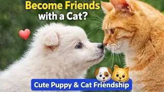 Can a Puppy Become Friends with a Cat? 🐶🐱 | Cute Puppy & Cat Friendship