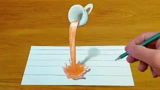 How to draw a cup full of coffee in 3D? | 3D drawing for beginners | 3D Drawing Art