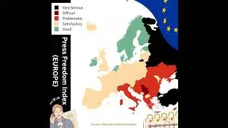 Press Freedom Index (EUROPE)! #map #europe #press #freedom #youtubeshorts