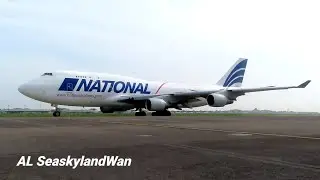 Boeing 747 Cargo National Airlines Take off dari Juanda. 