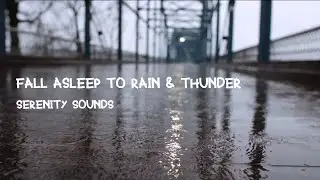 sound of peaceful rain and faint lightning on an empty bridge (fall asleep fast) | Serenity Sounds