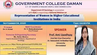 | Representation of Women in Higher Educational Institutions in India | Prof. Ami Upadhyay | 🔴