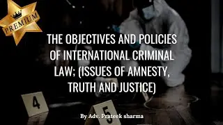 The objectives and policies of International Criminal Law (issues of amnesty, truth and justice)