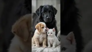 Watch How This Dog Becomes The Perfect Big Brother to a Puppy and Kitten!#cute #kitten