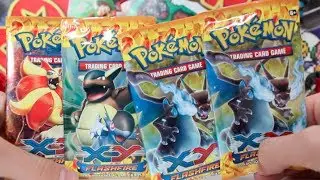 Opening 4 Pokemon X and Y FlashFire Booster Packs!!